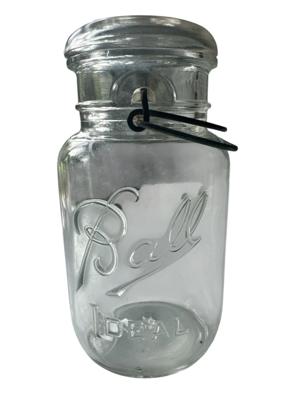 Vintage Ball Quart Clear Glass Airtight Storage Jar with Wire Bail Lid - Clear